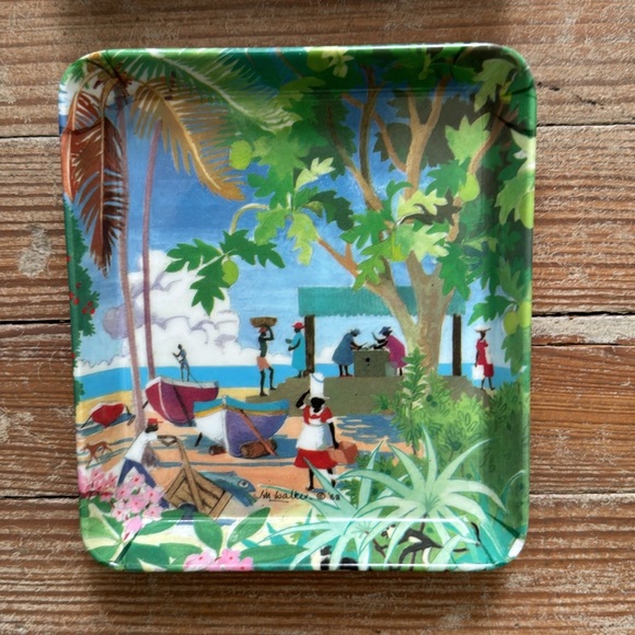 4 Mebel Vintage  Italy Naive Painting Tray 6" x 4" - Picture 3 of 5